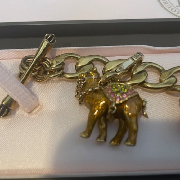 JUICE COUTURE TOGGLE BRACELET WITH 3 CHARMS Puffy Heart/Airplane/Camel RETIRED! - Picture 4 of 4